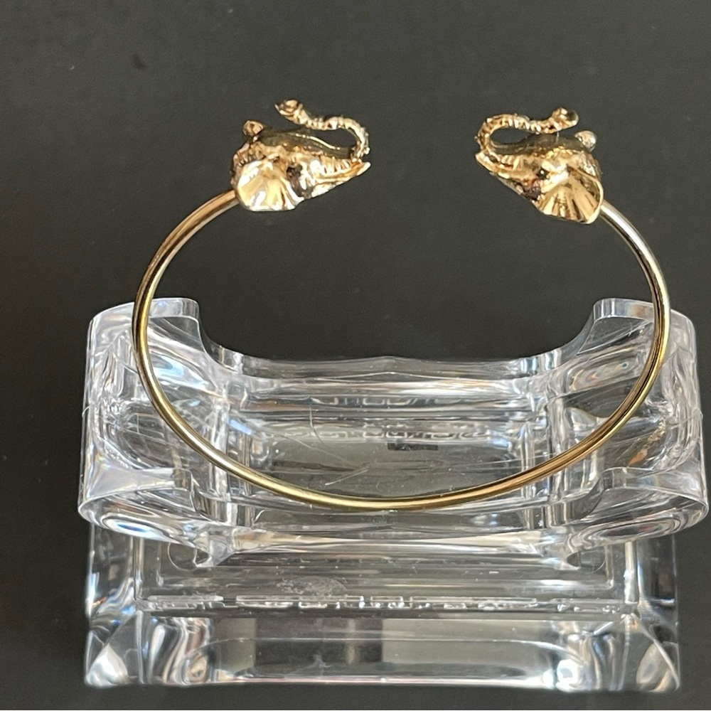Gold tone Elephant open Bangle Bracelet.